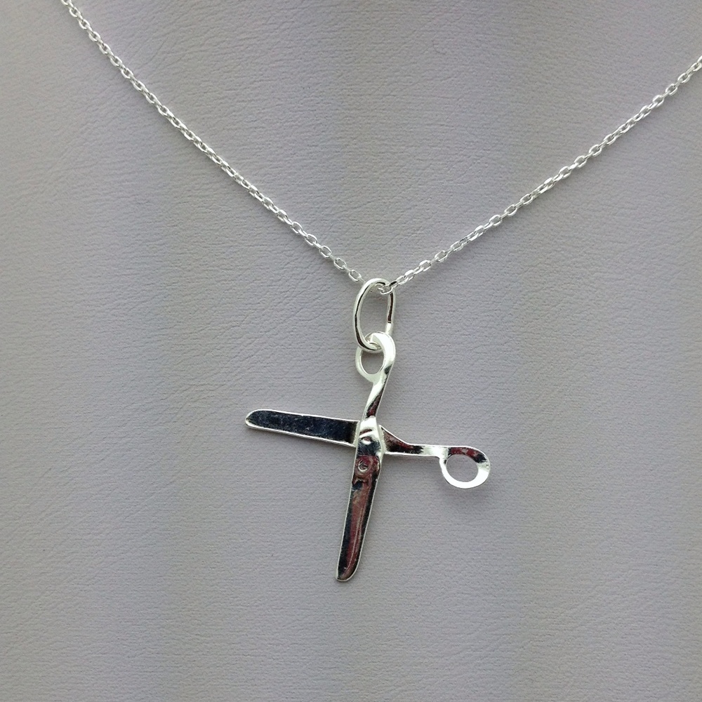 .925 Sterling Silver Scissors Necklace